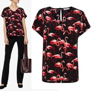 NWT ASOS Soaked in Luxury Flamingo Boxy V-neck Top